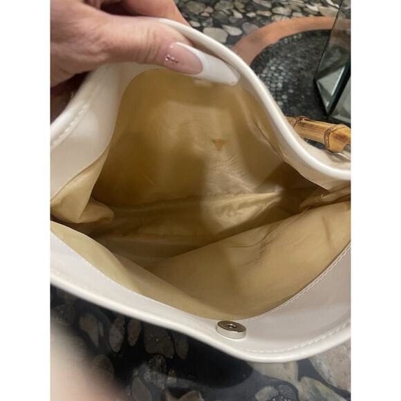 Ann Taylor Loft Bamboo Handle Woven Purse w/natural, Tan Vintage LOFT​​ - Picture 5 of 6